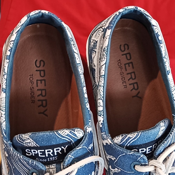 SPERRY Top Sider Men's Bahama Coral Print. Blue & White. Boat Shoes. Size 8. - Picture 9 of 16